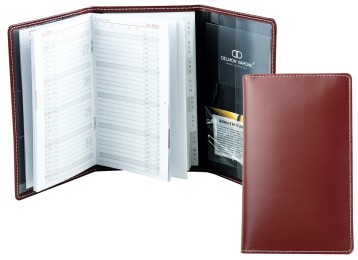 Taschenkalender 3-teilig für 2026  - Cambridge Top Grain Leder rot