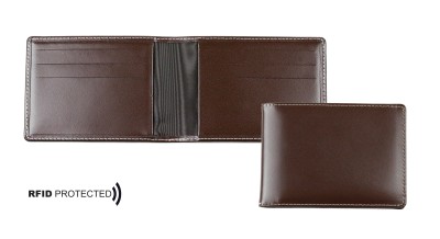 Kartenetui mit 6 Kartenfächer CAMBRIDGE Top Grain Rindspaltleder dunkelbraun - RFID Protected