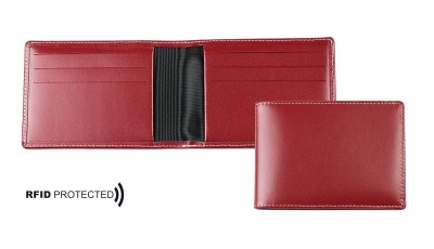 Kartenetui mit 6 Kartenfächer CAMBRIDGE Top Grain Rindspaltleder rot - RFID Protected