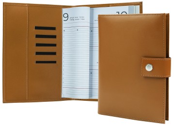 Buchkalender (auswechselbar) DIN A5 für 2026 + 2027, Cambridge Top Grain Leder, hellbraun