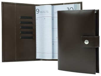 Buchkalender (auswechselbar) DIN A5 für 2026 + 2027, Cambridge Top Grain Leder, dunkelbraun