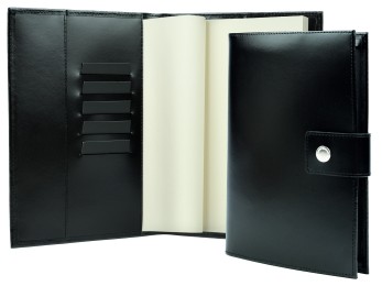 Notizbuch DIN A5 mit Druckknopf | Echtleder | CAMBRIDGE schwarz