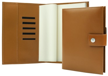 Notizbuch DIN A5 mit Druckknopf | Echtleder | CAMBRIDGE hellbraun