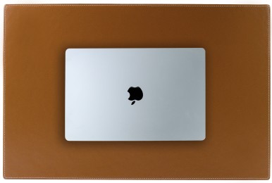 Schreibunterlage 65 x 45, CAMBRIDGE Top Grain Rindspaltleder mit heller Kontrastnaht,  hellbraun