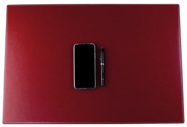 Schreibunterlage 65 x 45, CAMBRIDGE Top Grain Rindspaltleder mit heller Kontrastnaht, rot