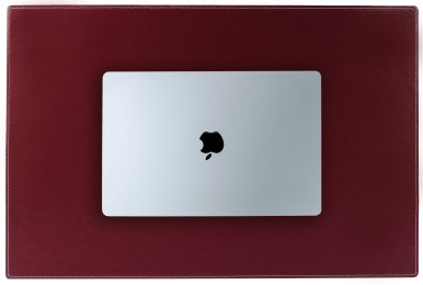 Schreibunterlage 65 x 45, CAMBRIDGE Top Grain Rindspaltleder mit heller Kontrastnaht, rot