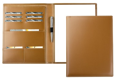 Schreibmappe DIN A4, incl. Memoblock CAMBRIDGE Top Grain Rindleder hellbraun