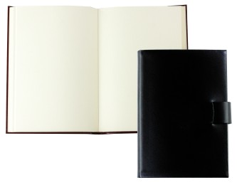 Notizbuch DIN A5 (gebunden) mit Stecklasche | Echtleder | CAMBRIDGE schwarz