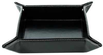 Taschenleerer / Utensilienschale CAMBRIDGE Top Grain Rindspaltleder mit heller Kontrastnaht schwarz