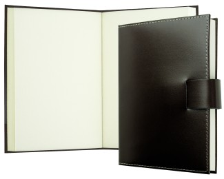Notizbuch DIN A6+ (gebunden) mit Stecklasche | Echtleder | CAMBRIDGE dunkelbraun