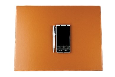 Schreibunterlage Sekretär 35 x 45, CAMBRIDGE Top Grain Rindspaltleder mit heller Kontrastnaht,  hellbraun