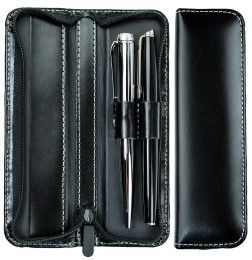 RV-Schreibgeräteetui DUO - CAMBRIDGE Top Grain Leder - schwarz