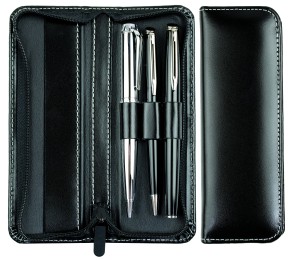 RV-Schreibgeräteetui TRIO - CAMBRIDGE Top Grain Leder - schwarz