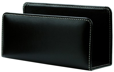 Briefständer CAMBRIDGE Top Grain Rindspaltleder mit heller Kontrastnaht schwarz
