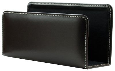 Briefständer CAMBRIDGE Top Grain Rindspaltleder mit heller Kontrastnaht dunkelbraun