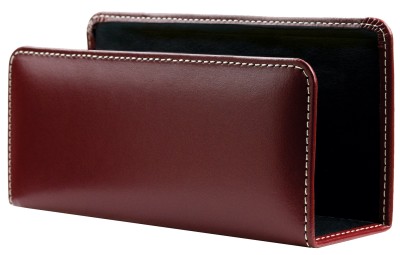 Briefständer CAMBRIDGE Top Grain Rindspaltleder mit heller Kontrastnaht rot