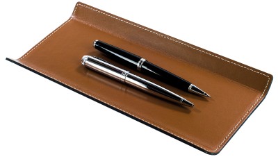 Federschale CAMBRIDGE Top Grain Rindspaltleder mit heller Kontrastnaht hellbraun