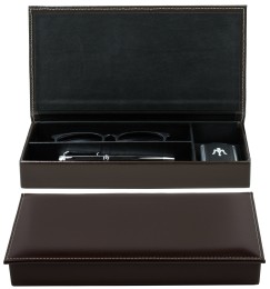 Ablagekasten mit Deckel CAMBRIDGE Top Grain Rindspaltleder dunkelbraun