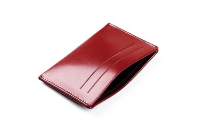 Kartenetui slim fit CAMBRIDGE Top Grain Rindspaltleder mit heller Kontrastnaht rot