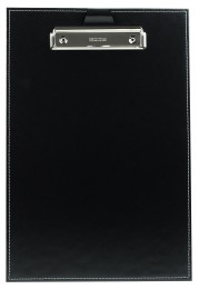 Klemmbrett DIN A4 mit Blockklemme in CAMBRIDGE Top Grain Rindspaltleder schwarz