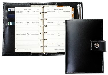 Pocket Design Diary Mini für das Jahr 2026, Cambridge Top Grain Leder, schwarz