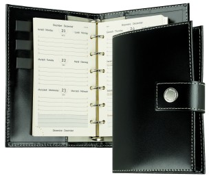 Pocket Design Diary Mini für das Jahr 2026, Cambridge Top Grain Leder, schwarz