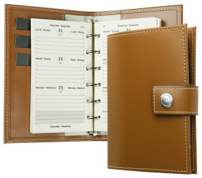 Pocket Design Diary Mini für das Jahr 2026, Cambridge Top Grain Leder, hellbraun