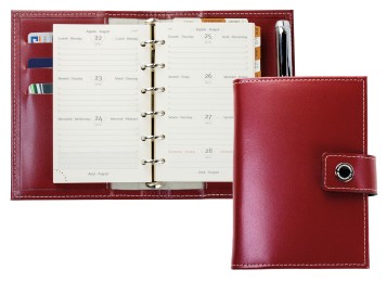 Pocket Design Diary Mini für das Jahr 2026, Cambridge Top Grain Leder, rot
