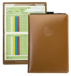 Golfkartenetui inklusive Minikugelschreiber CAMBRIDGE Top Grain Rindspaltleder hellbraun