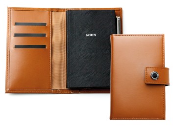 Pocket Notizbuch "NOTES" (auswechselbar) mit Druckknopf, CAMBRIDGE Top Grain Leder hellbraun