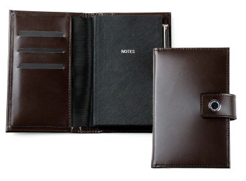 Pocket Notizbuch "NOTES" (auswechselbar) mit Druckknopf, CAMBRIDGE Top Grain Leder dunkelbraun