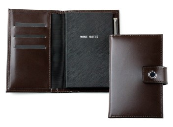 Pocket Notizbuch "WINE NOTES" (auswechselbar) mit Druckknopf, CAMBRIDGE Top Grain Leder dunkelbraun