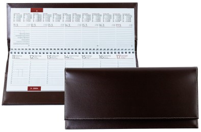 Tischquerkalender (auswechselbar) für 2026 - Cambridge Top Grain Leder dunkelbraun