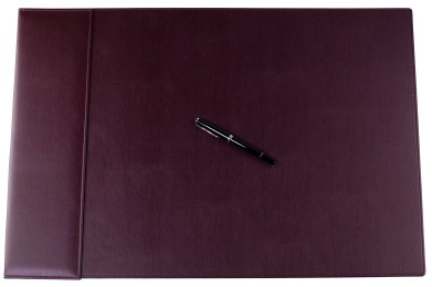 Exclusive Schreibunterlage 65x45 mit Klappleiste inkl. Block und Kalender 2026/2027 aus veganem Lederimitat weinrot